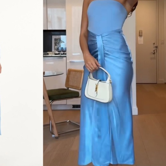 STAUD Dresses & Skirts - STAUD Azure Blue Wayfaring Strapless Midi Dress